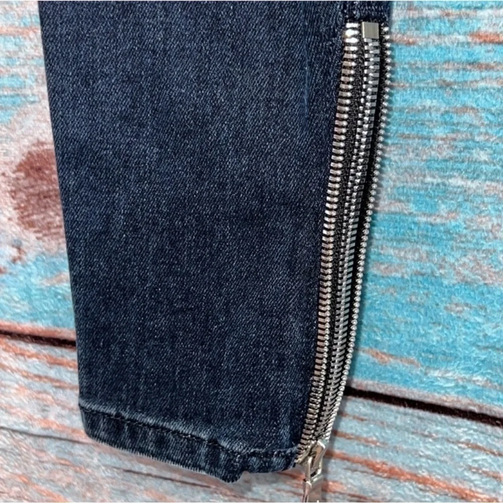 RtA Alexa Dark Wash Ankle Zip Crop Skinny Jeans 24 Edgy Streetwear Designer